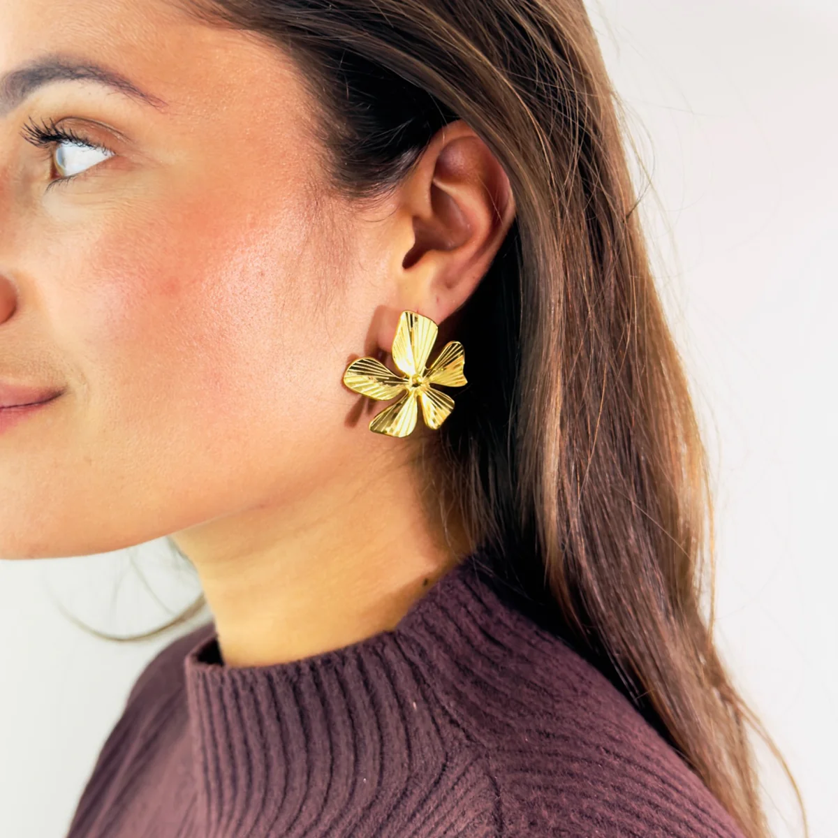 Oorbellen Statement Bloem Stainless Steel Goud