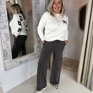 Wide Leg Jogging Broek met Bies Bruin