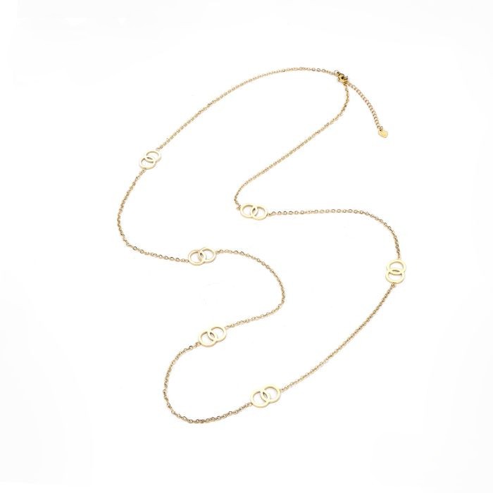 Lange Ketting Rondjes 16523 Goud RVS