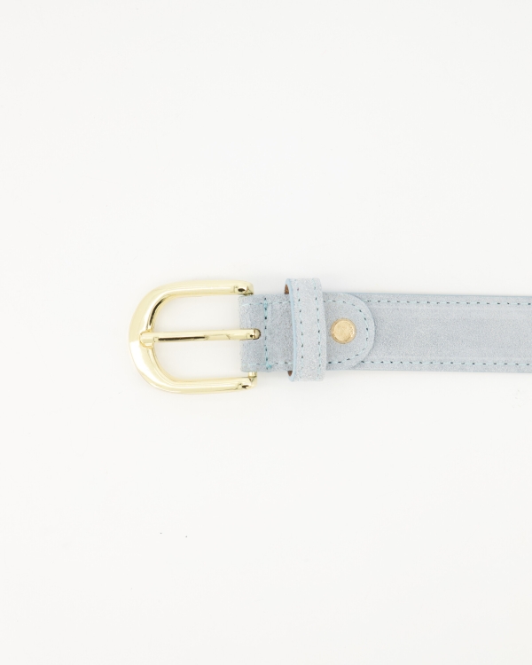 Suede Basis Riem Licht Blauw Goud - Afbeelding 2