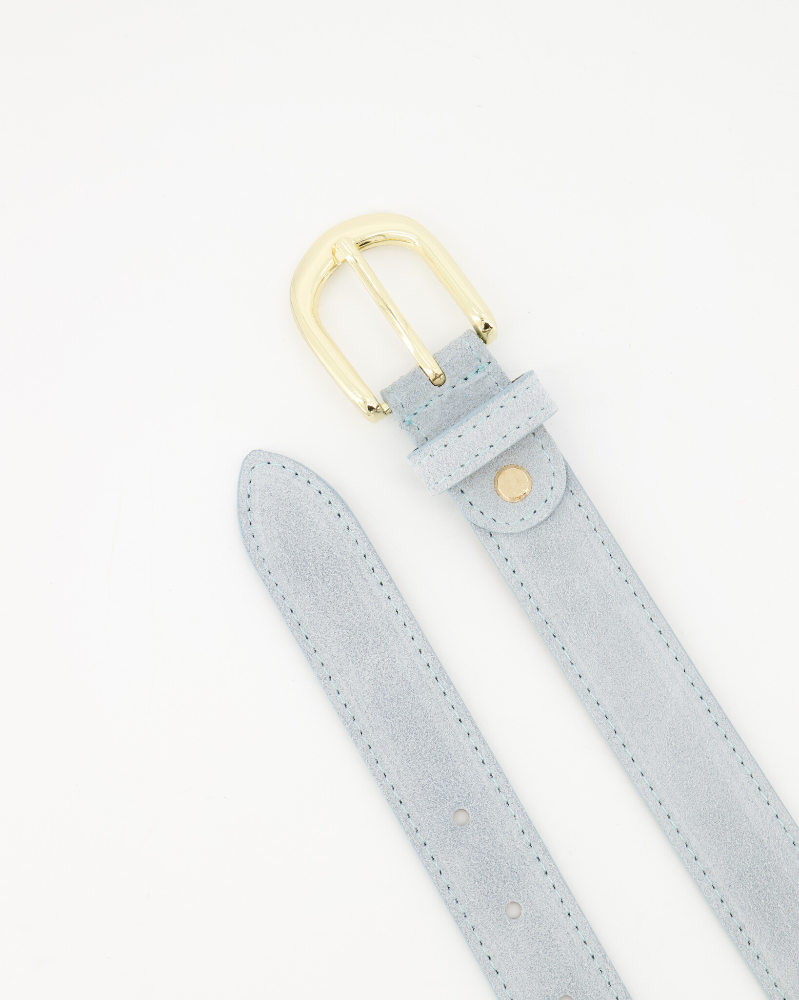 Suede Basis Riem Licht Blauw Goud - Afbeelding 3