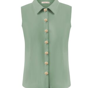 Triple Nine Travelstof Blouse Mouwloos 5932 Sage via villaggio