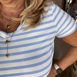 Alternative view of Mi Piace Travelstof Shirt 202080 Blue Lavender/Off-White Stripe