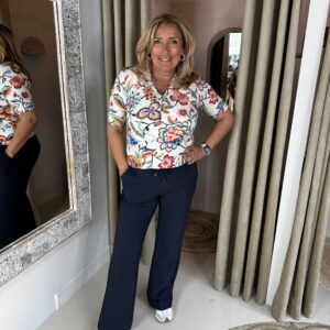 Mi Piace Travelstof Shirt 202271 Multi Colour Embroidered Bloom Print