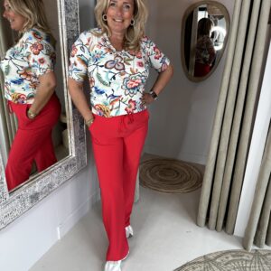 Mi Piace Bonded Travelstof Broek 202631 Rood