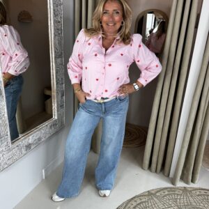 Blouse Kaia Streep 70333 Roze