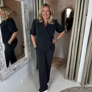 Triple Nine Travelstof Wikkel Blouse 6946 Zwart