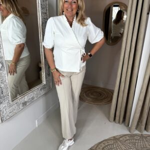 Triple Nine Travelstof Wikkel Blouse 6946 Off-White