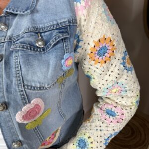 Mooi Spijkerjasje E470-N Kanten Mouw via villaggio