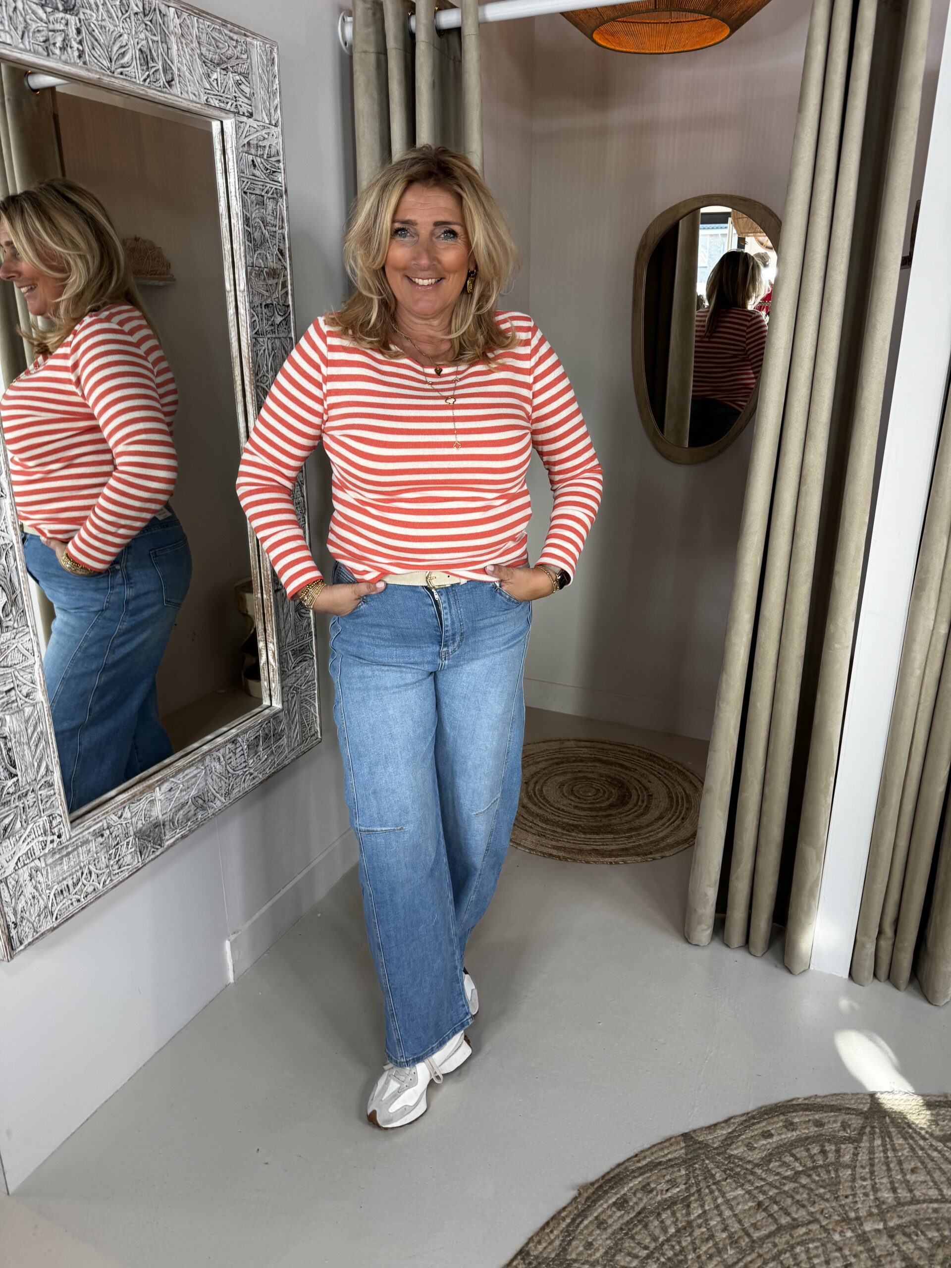 Cocco Bello Streep Shirt 906542 Koraal