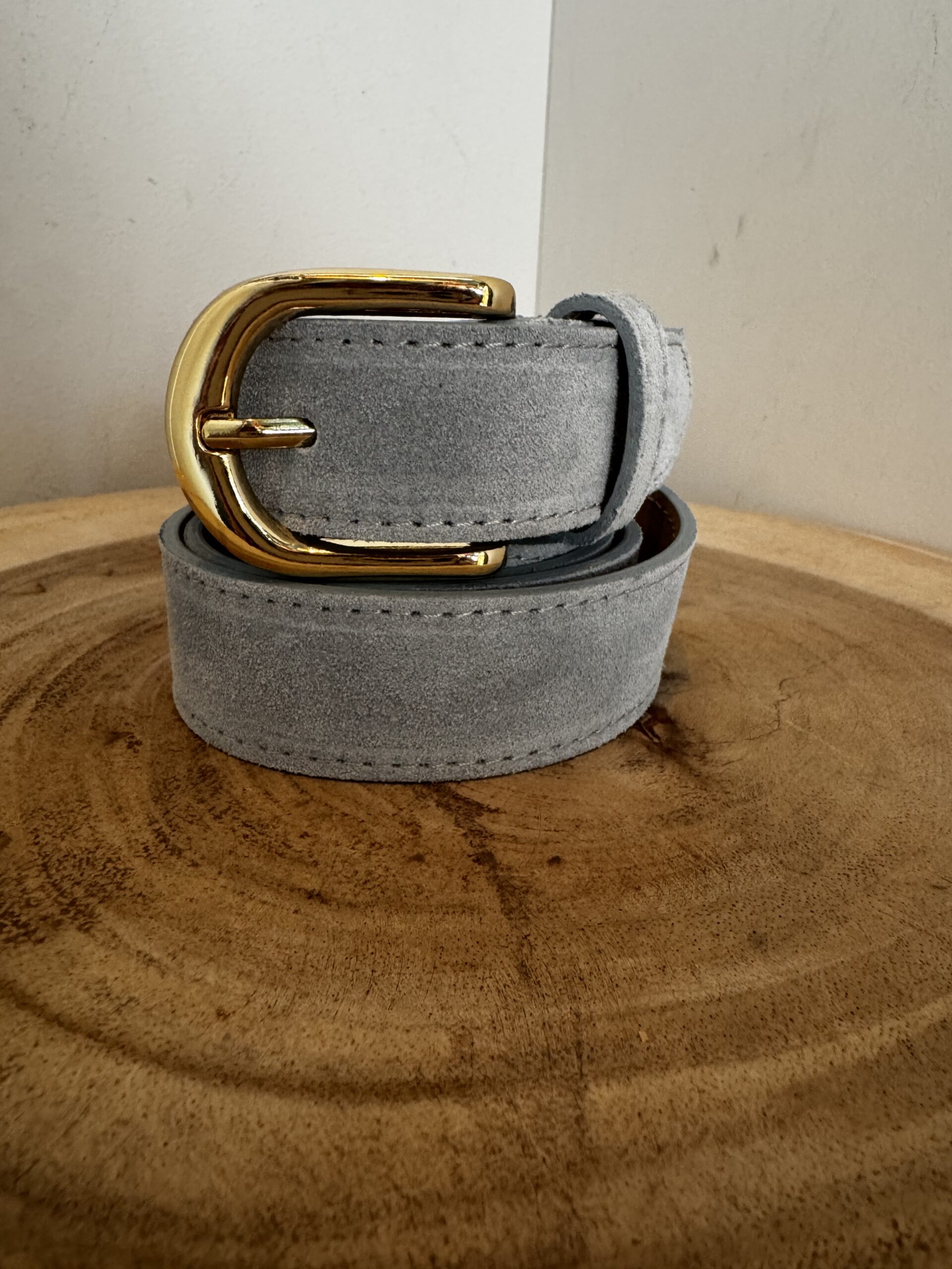 Suede Basis Riem Licht Blauw Goud