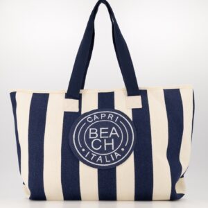 Gestreepte Strandtas Capri Blauw via villaggio