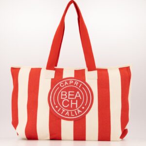 Gestreepte Strandtas Capri Rood