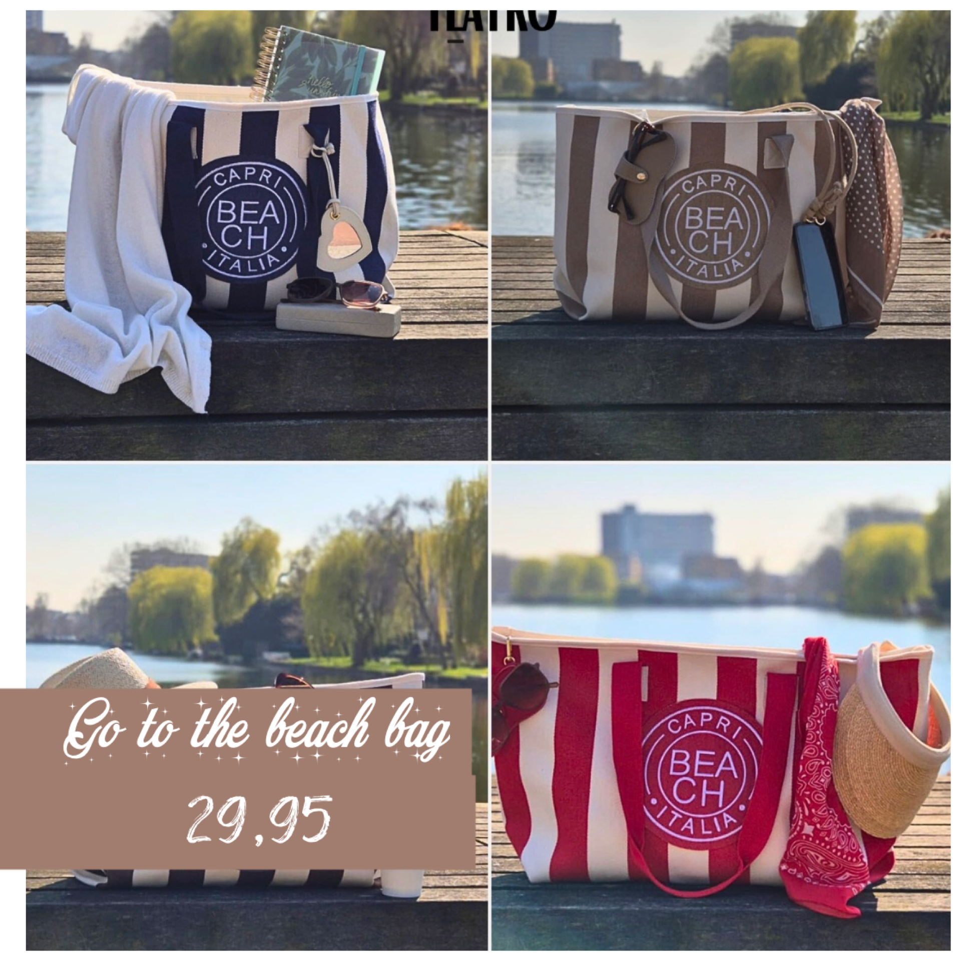 Gestreepte Strandtas Capri Blauw - Afbeelding 7