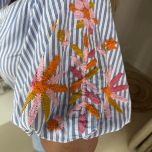 Alternative view of Katoenen Blouse 19599 Josje Blauw wit gestreept