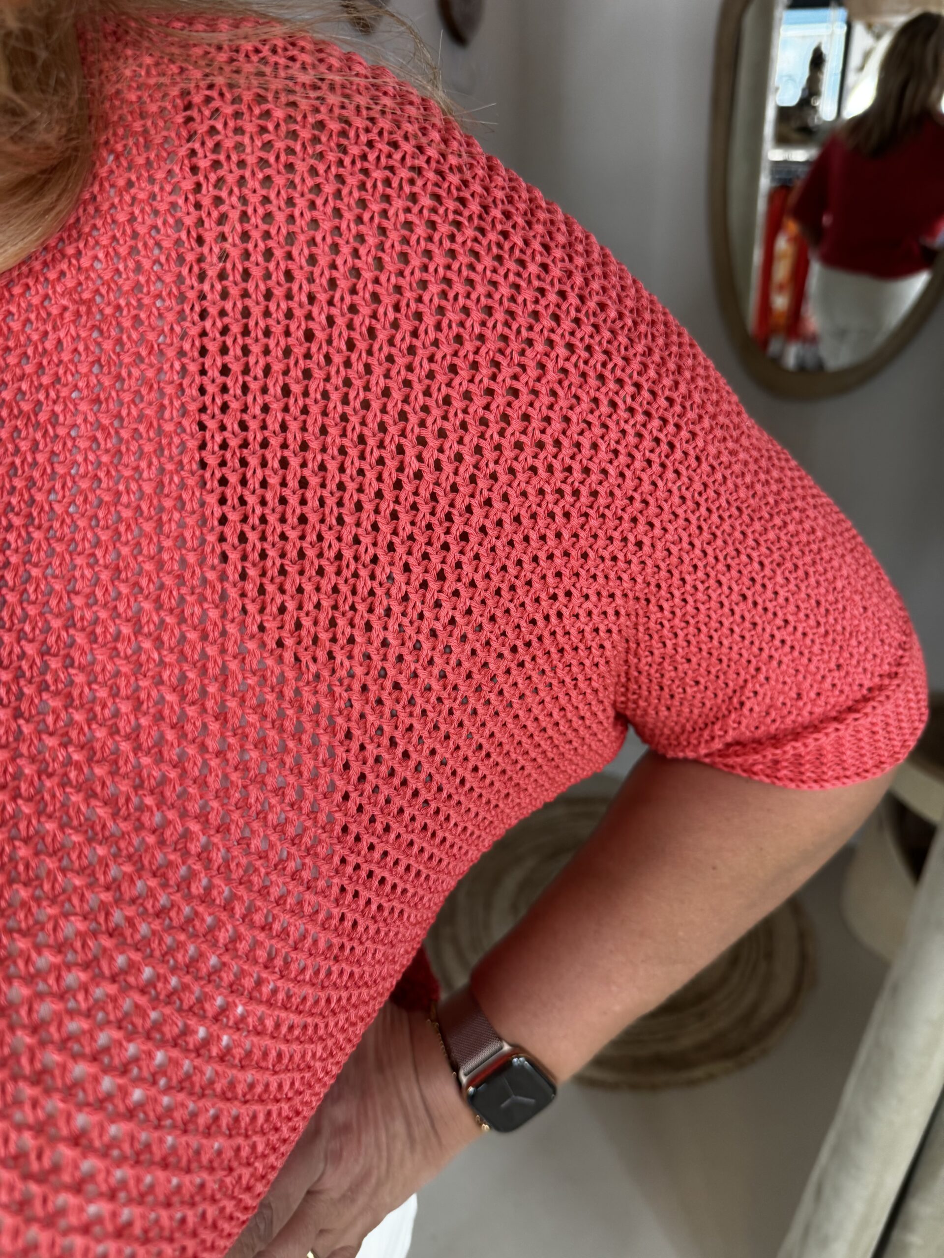 Vleermuis Trui 7010 Korte Mouw Keet Koraal - Afbeelding 2