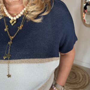 Alternative view of Top Kendra Donker Blauw Goud Zand