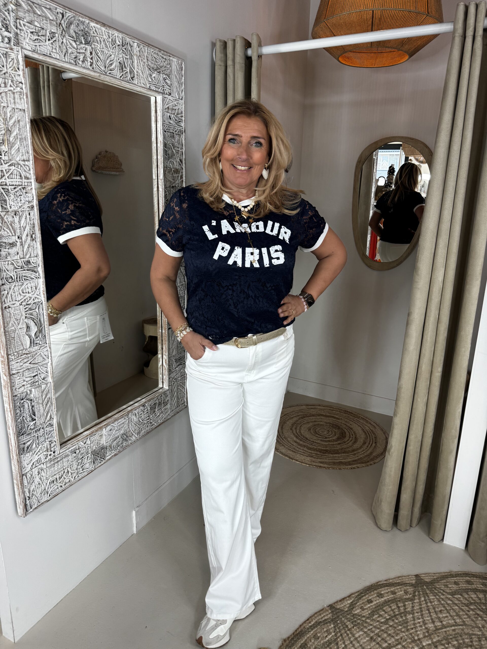 Kanten Top L´Amour Donker Blauw