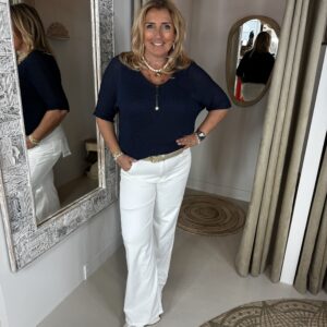 Vleermuis Trui 7010 Korte Mouw Keet Donker Blauw