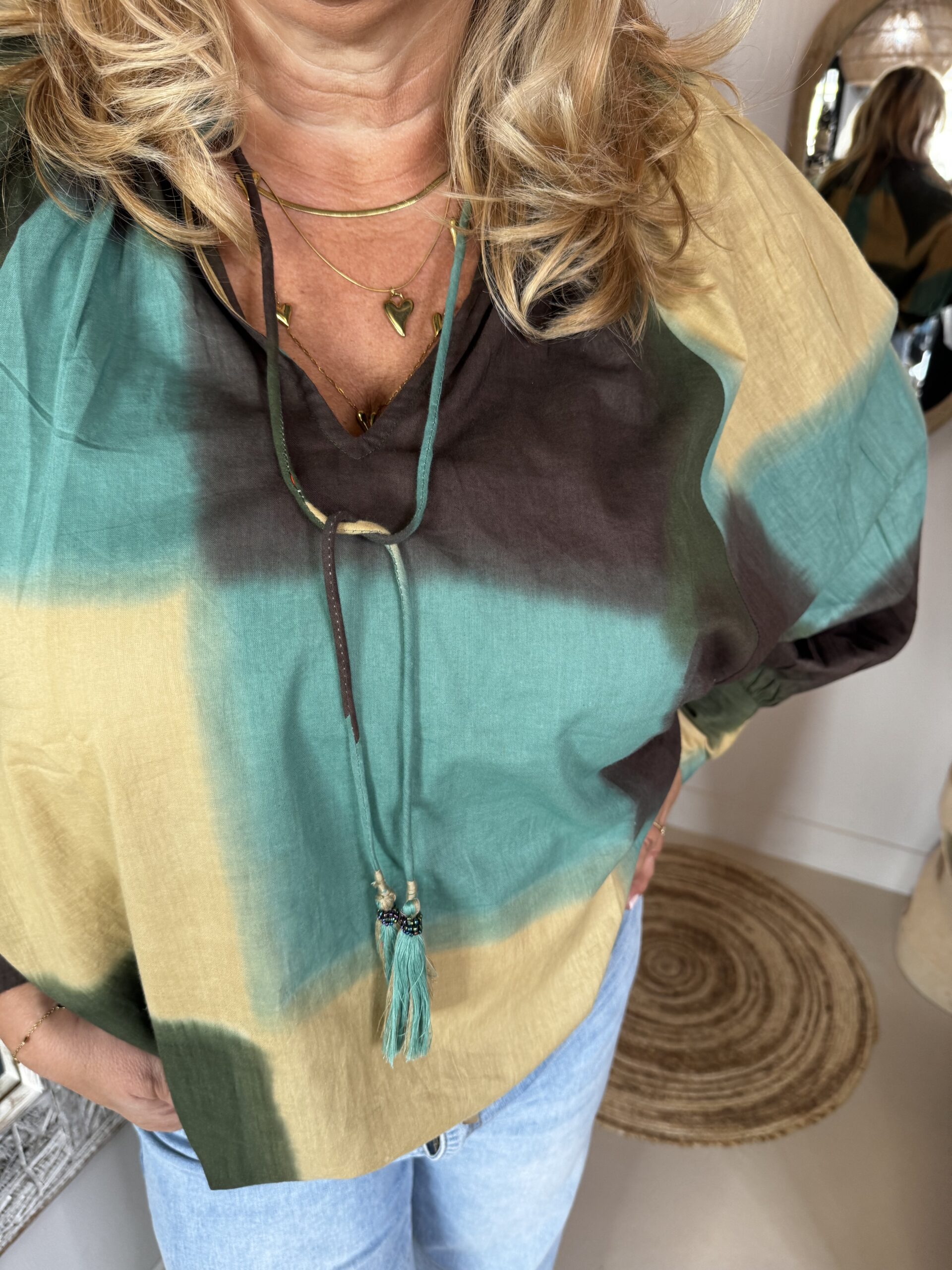 Katoenen Blouse Kity Green - Afbeelding 2