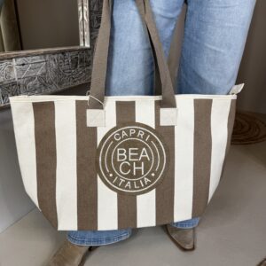 Alternative view of Gestreepte Strandtas Capri Camel