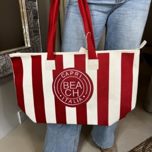 Alternative view of Gestreepte Strandtas Capri Rood