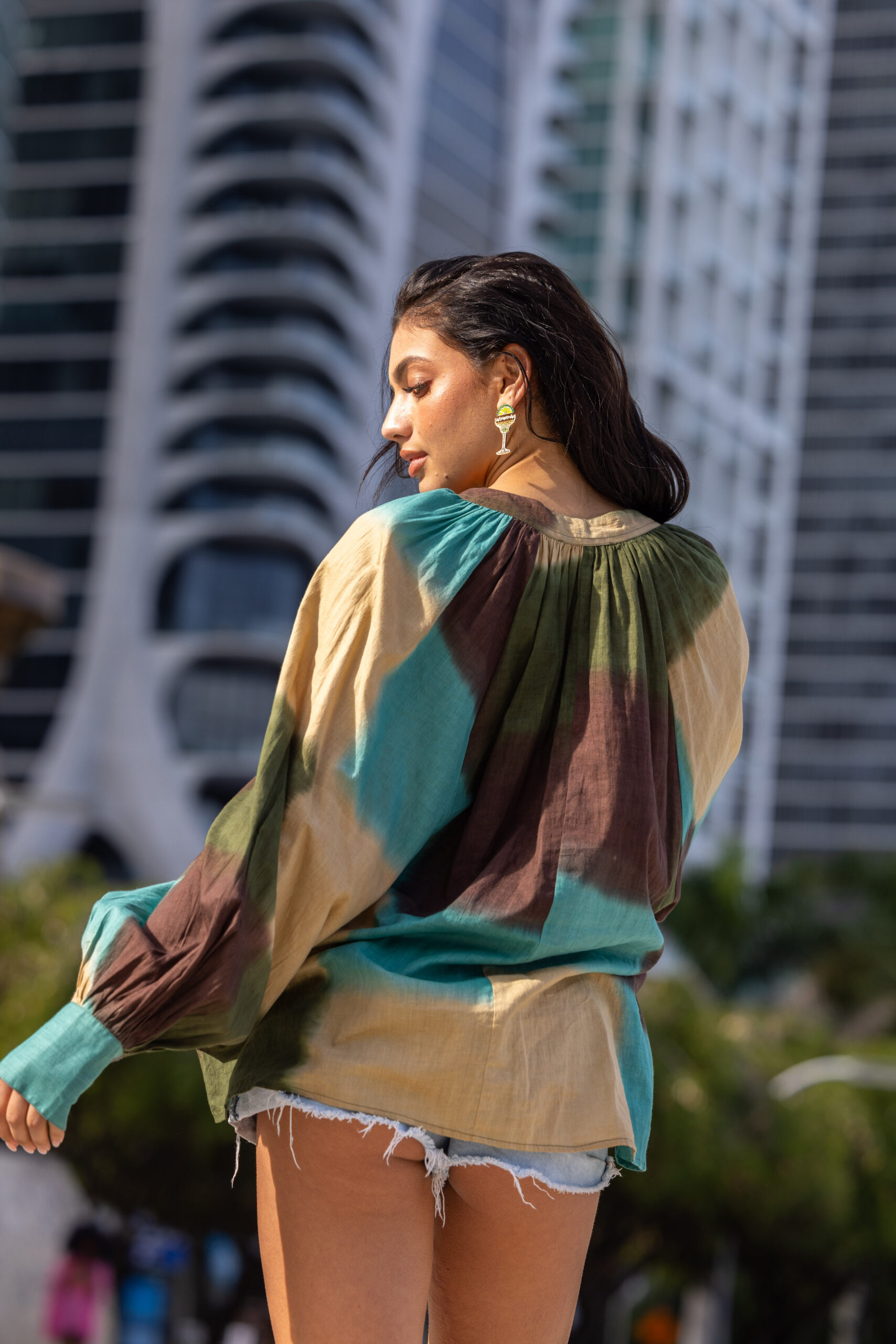 Katoenen Blouse Kity Green - Afbeelding 4