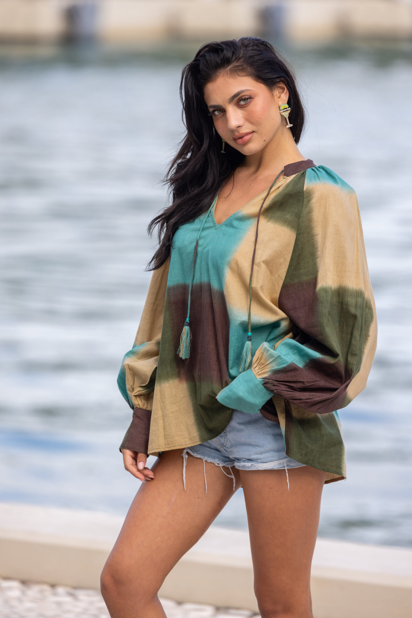 Katoenen Blouse Kity Green - Afbeelding 3