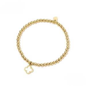 Armband Met Balletjes en Klaver Shell Hangertje 200716823