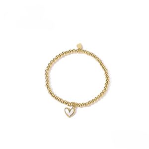 Armband Met Balletjes en Hartje Shell Hangertje 200741123