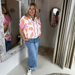 Blouse Seas the Day 81195 Roze Koraal Print