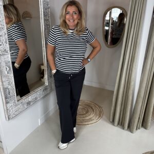 Mi Piace Travelstof Shirt 202185 Streep Zwart/Off-White