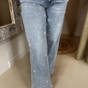 Jeans met Parels 9182 Blauw via villaggio