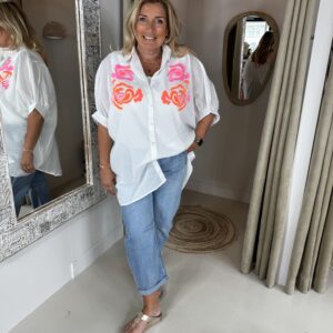 Oversized Katoenen Blouse Teresa 2648 Wit