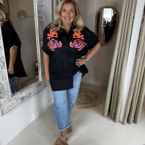 Oversized Katoenen Blouse Teresa 2648 Zwart