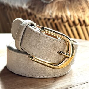 Suede Basis Riem Zand Goud