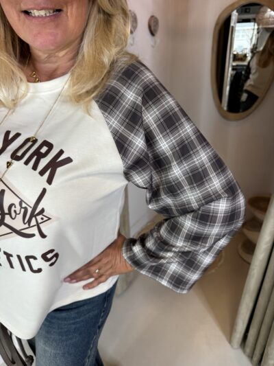 Alternative view of Sweater New York Athletics Geruite Mouw Bruin