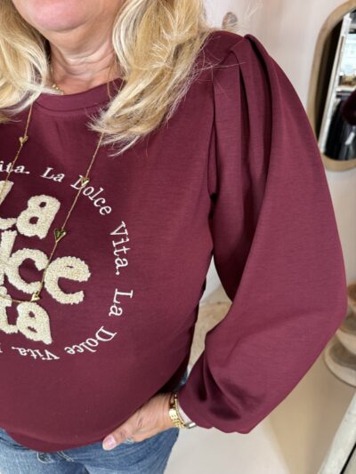Alternative view of Sweater Dolce Vita Bordeaux Lange Mouw