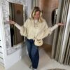 Trendy Oversized Vest Sensunique 22206 Beige via villaggio