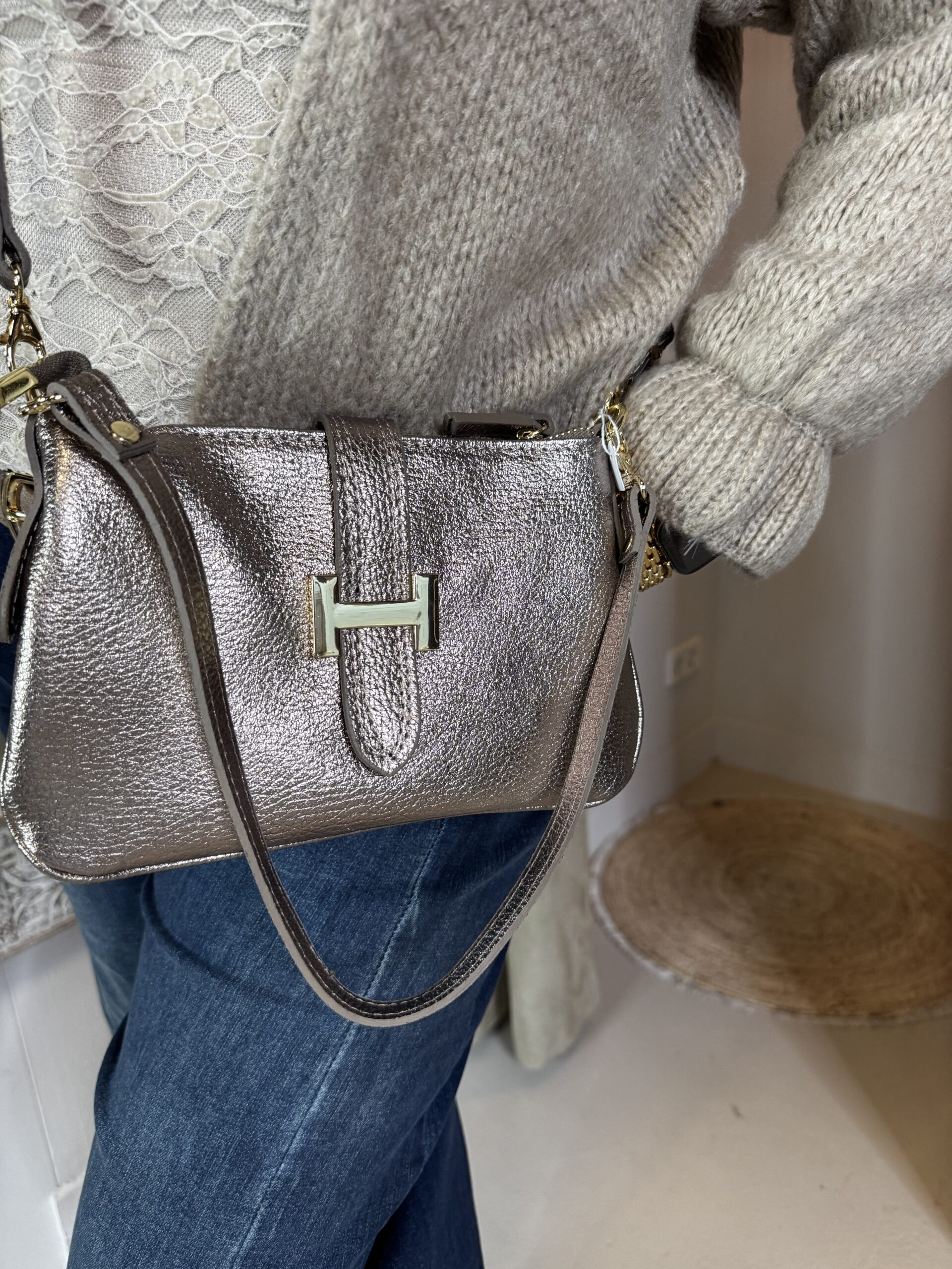 Leren Tas Hayley Brons via villaggio