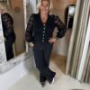 Kort Vest 2717 Kanten Mouw Zwart via villaggio