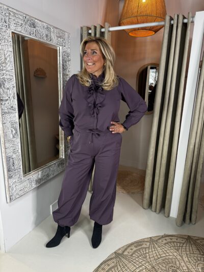 Mi Piace Travelstof Blouse 202930 Ruffle Perfect Plum via villaggio