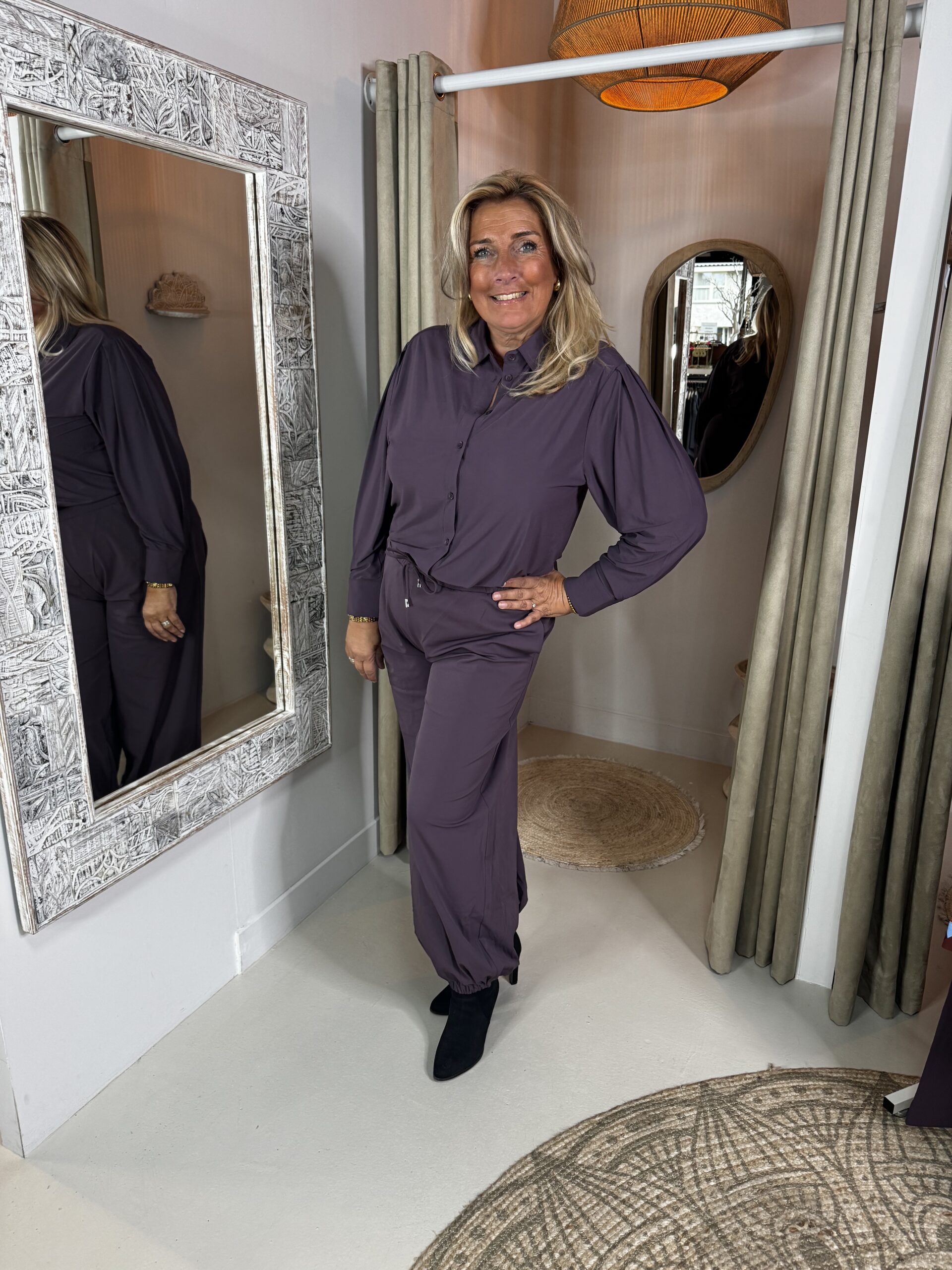 Mi Piace Losse Travelstof Blouse 202863 Perfect Plum - Afbeelding 2