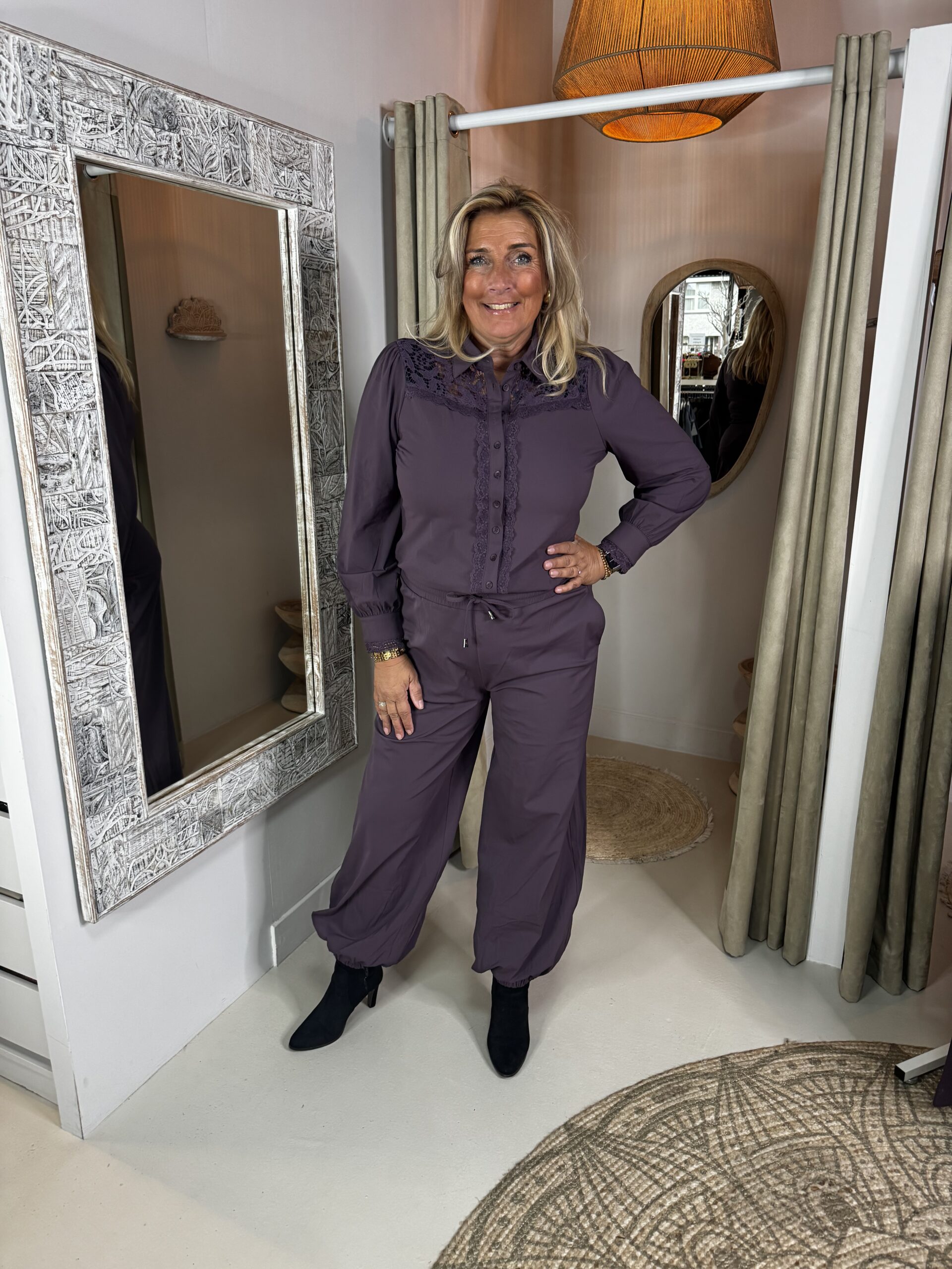 Mi Piace Travelstof Blouse Lace 202872 Perfect Plum