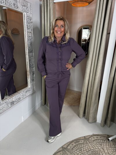 Mi Piace Travelstof Broek 202136 Broek Straight Plum Perfect