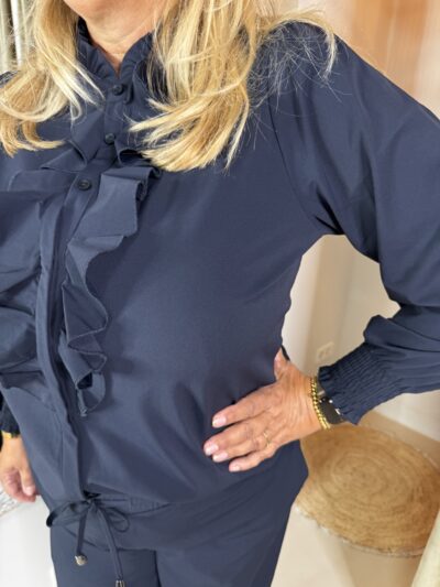 Alternative view of Mi Piace Travelstof Blouse 202930 Ruffle Donker Blauw