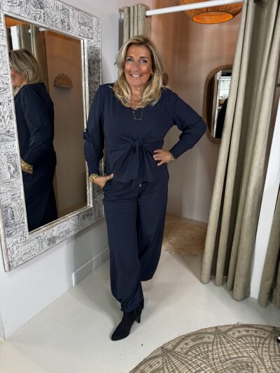Mi Piace Travelstof Blouse 202898 Donker Blauw