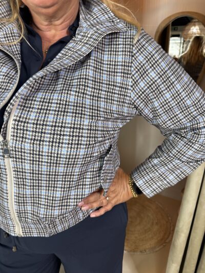 Mi Piace Oversized Travelstof Jacket Harvest Tweed Della Blue via villaggio