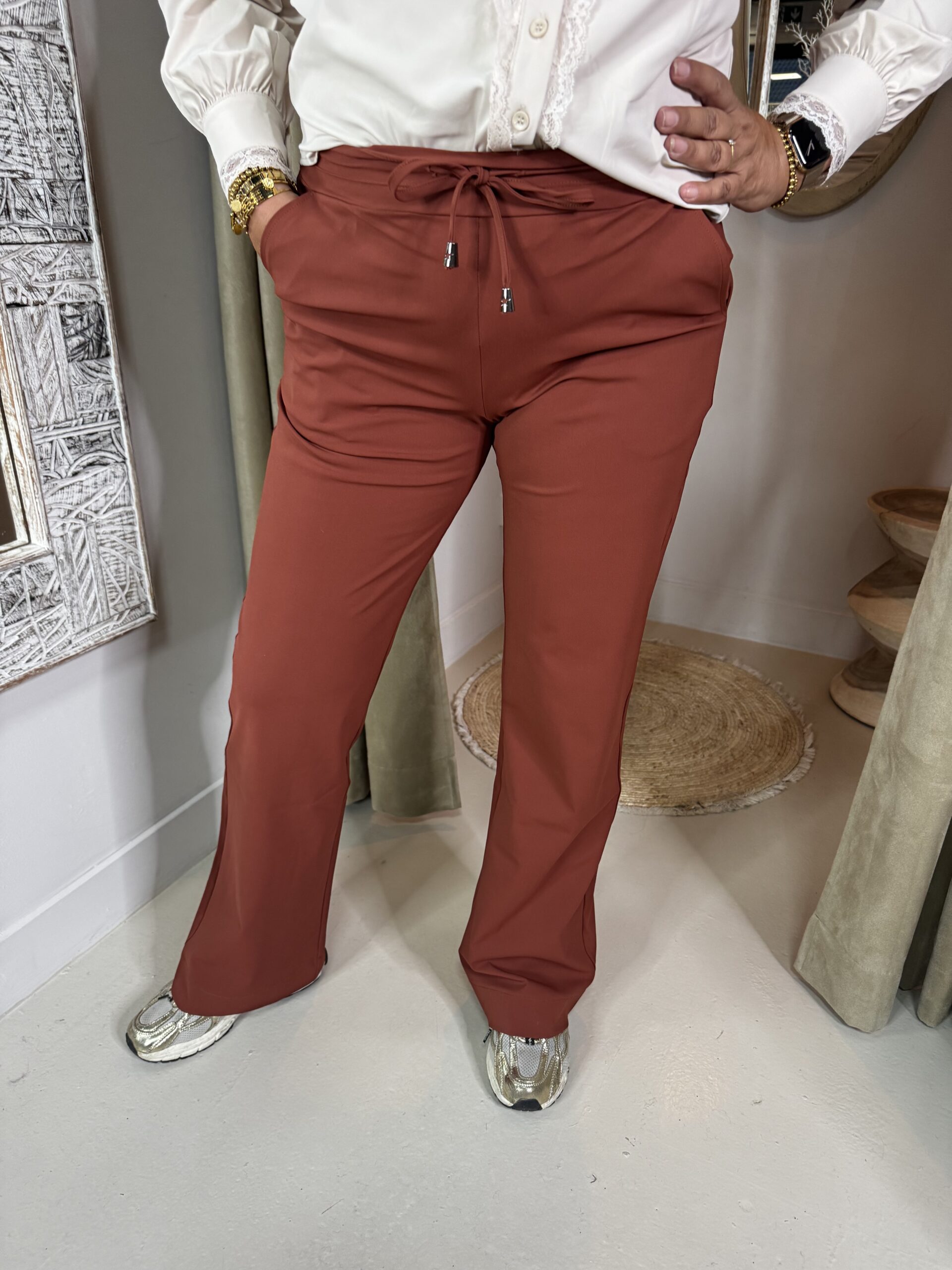 Mi Piace Travelstof Broek 202136 Broek Straight Fired Brique - Afbeelding 2