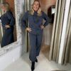 Mi Piace Travelstof Blouse 202930 Ruffle Anthrasite
